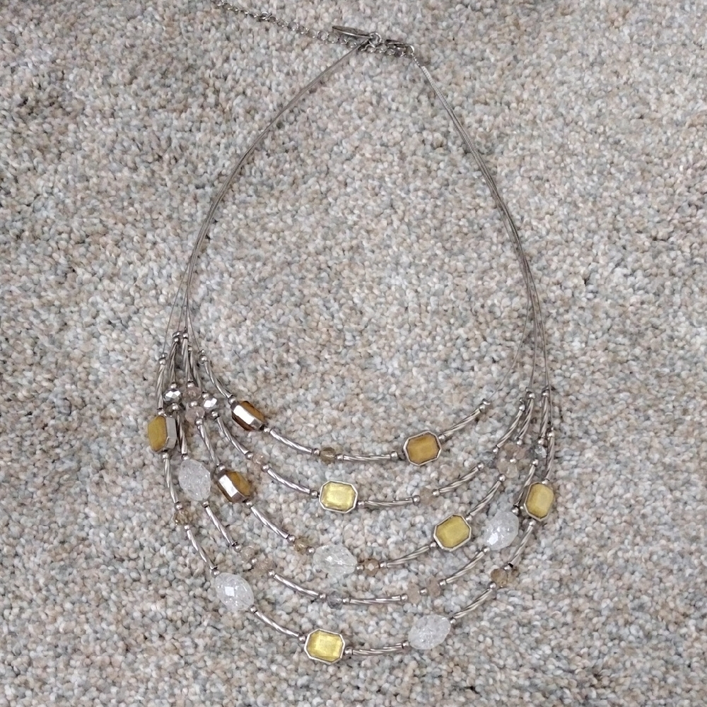 Silver and Gold Multi-Strand Necklace with Beads